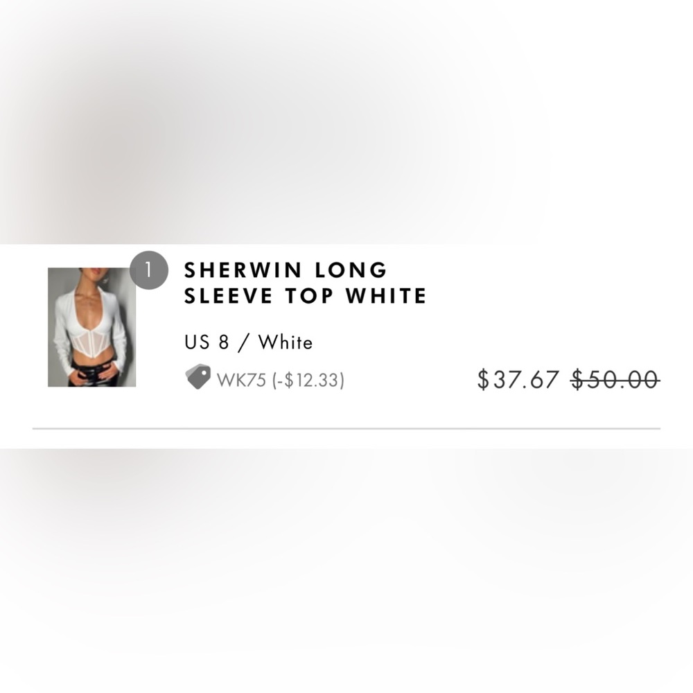 Princess Polly- Sherwin Long sleeve Top White- US 8